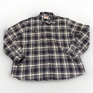 Wrangler Western Shirt 3XL Men's Button Down Blue White Plaid Long Sleeve